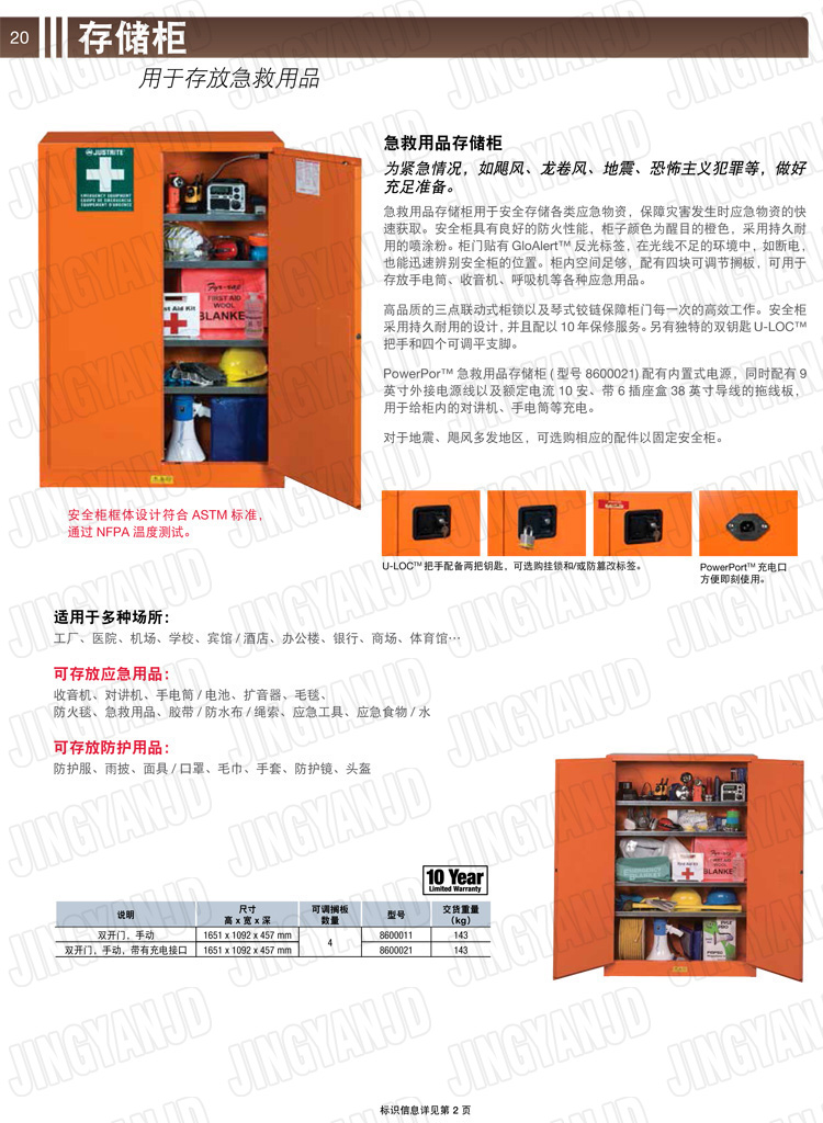 美國(guó)杰斯瑞特，防火安全柜，JUSTRITE防火柜，justrite安全柜，防爆柜justrite,8600021,8600011,急救用品存儲(chǔ)柜